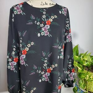 H&M long sleeve, black floral dress